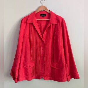 JONES NEW YORK Orange Linen Light Weight Jacket Size 18W
